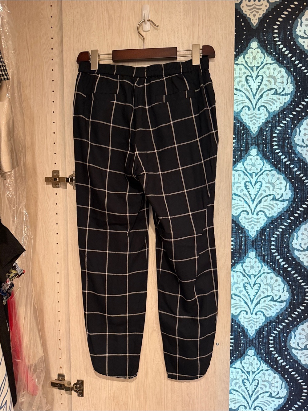 Marine Layer Black Windowpane Elastic Waist Pants - Picture 3 of 3